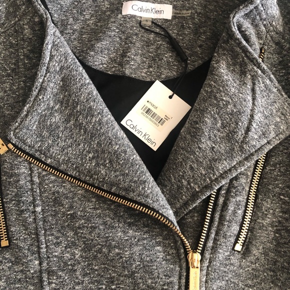 Calvin Klein NWT Zip Front Gray Jacket with Gold Zippered Front Size Small - Picture 6 of 16